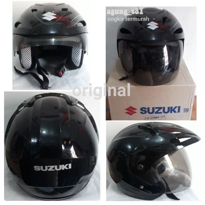 Helm half face original standar suzuki satria fu 150 SNI - Hitam