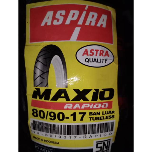 Ban tubeless Maxio Rapido 80/90-17 to supra x 125/jupiter mx/vixion/vega zr/revo/blade/smash/shogun