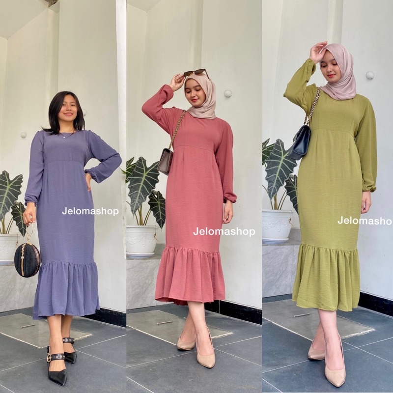 SISKA MIDI DRESS KOREAN LOOK / DRESS KOREA WANITA MODEL MERMAID ATAU DUYUNG