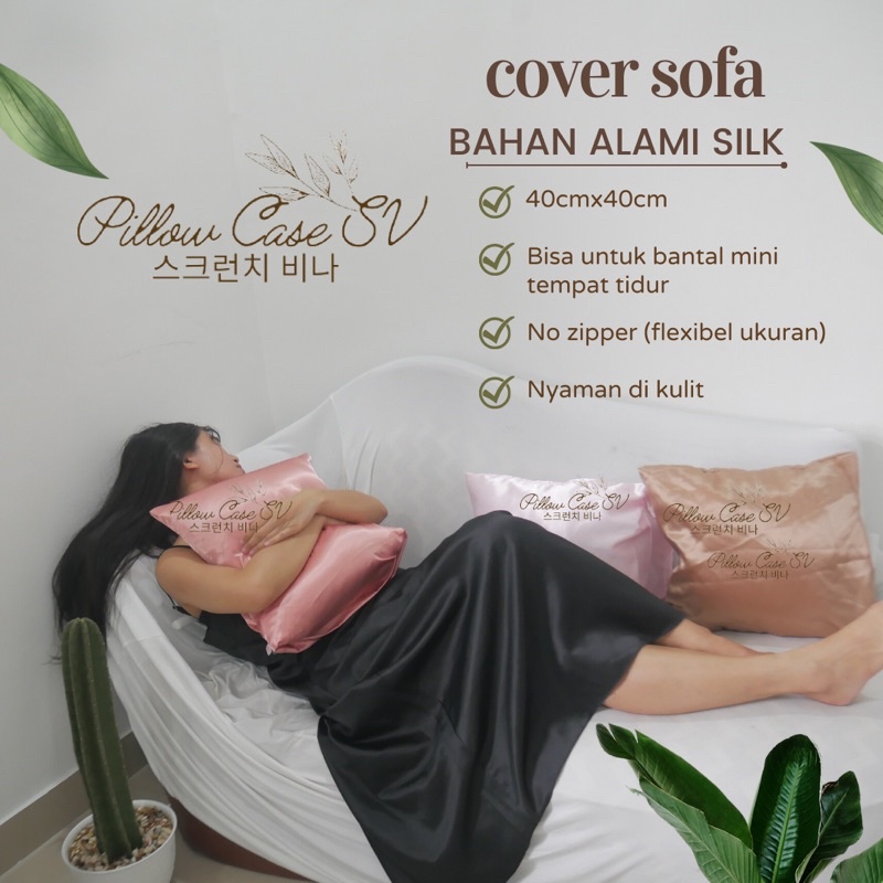 Silk Satin Sarung Bantal Sofa satin silk 40x40 SV  Sarung Bantal Silk Satin Silk Pillow Case Sarung Bantal High quality silk KingKoil Sarung Bantal Aesthetic Satin Pillowcase Premium silkw