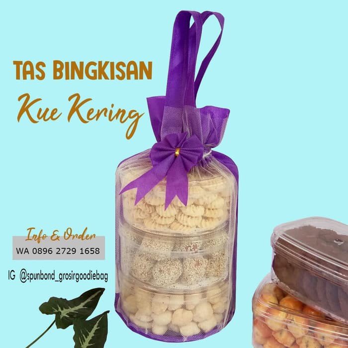 Per 12pc Tas Toples Kue kering Spunbond - muat 3 toples 500gr an
