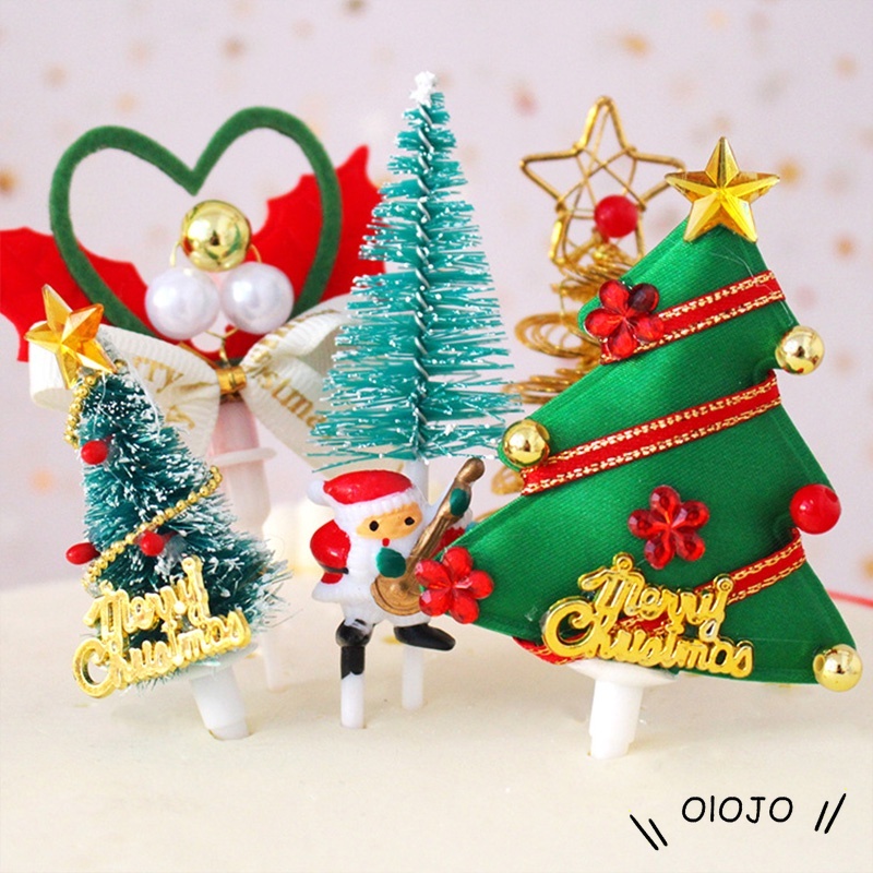 Hiasan Kue Topper Dekorasi Natal Tiga Dimensi Pohon Natal Garland 3D Adegan Kartu Dekorasi - ol