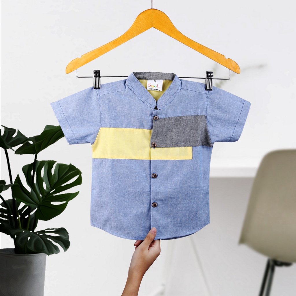 KEMEJA KOKO KEMKO ANAK LAKI-LAKI BIRU DENIM