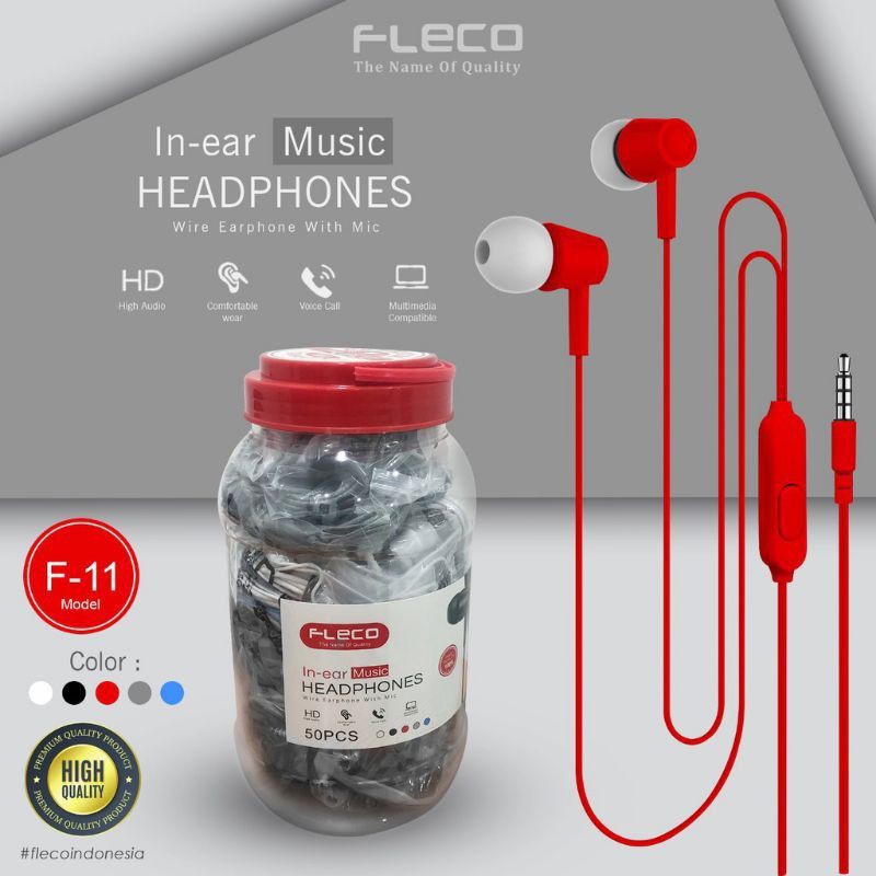 Headset Fleco F-11 in-ear Music Wire Earphone Whith Mic