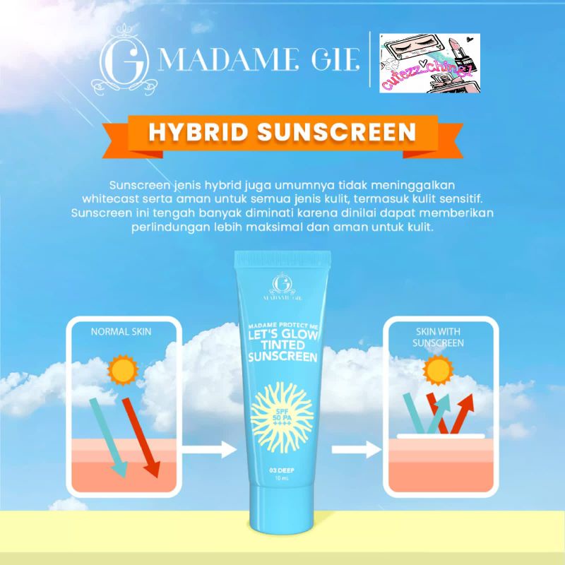 ☃️Cutezz_Ching1☃️Madame Gie Protect Me Let's Glow Tinted Sunscreen SPF 50 PA+++ 10ml