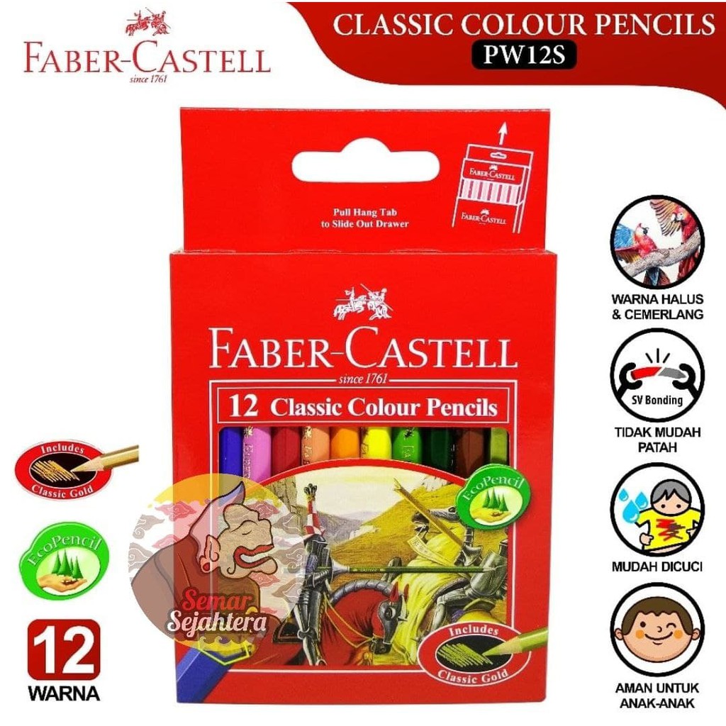 

[SET] FABER-CASTELL PENSIL WARNA CLASSIC 12 WARNA PENDEK 12S COLOUR PENCILS^