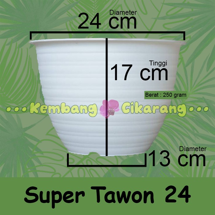 (LUSINAN) Pot bunga model Super Tawon ST 24 (24cm)(12pcs) Pot Putih ST