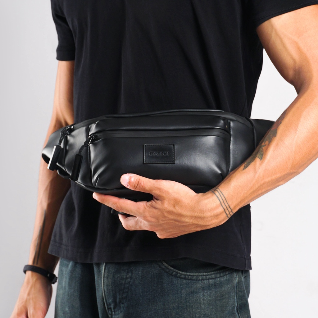 DAZZEL - NARA WAISTBAG BLACK - Tas Selempang Pria - Hadiah Lebaran Gift Kado Cowok Hampers Ulang Tahun