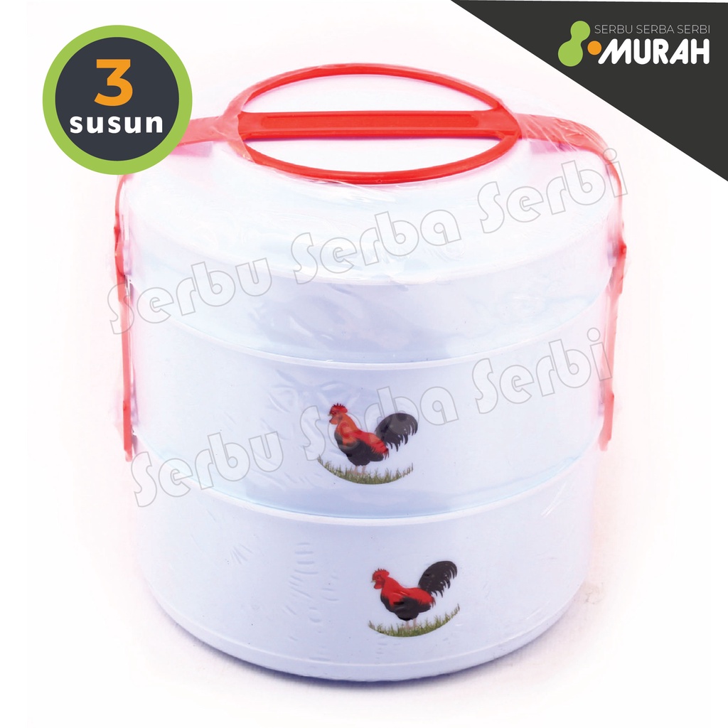 SERBU MURAH - LUNCHBOX SUSUN / RANTANG AYAM JAGO - Rantang Plastik 3 Susun / Rantang Ayam