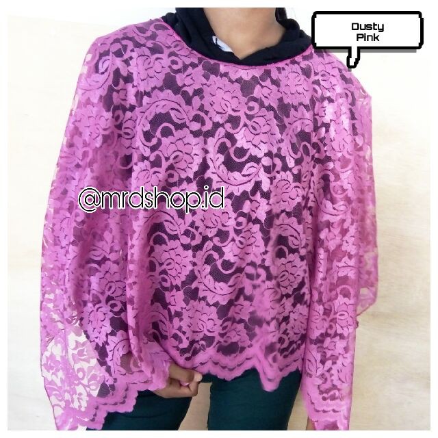 PROMO Dusty Pink  Atasan Outer Cape Brokat Cape Brukat Kebaya Wisuda Kondangan Brokat Murah
