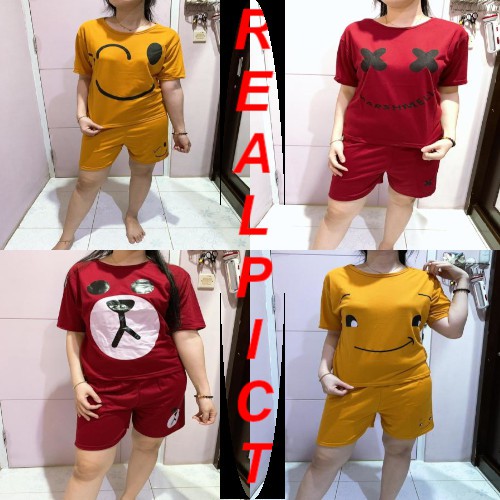 VISION ONLINE-BEAR IMUT SETELAN WANITA KEKINIAN TERBARU MURAH PENDEK KOREA BAJU TIDUR KASUAL  PIYAMA