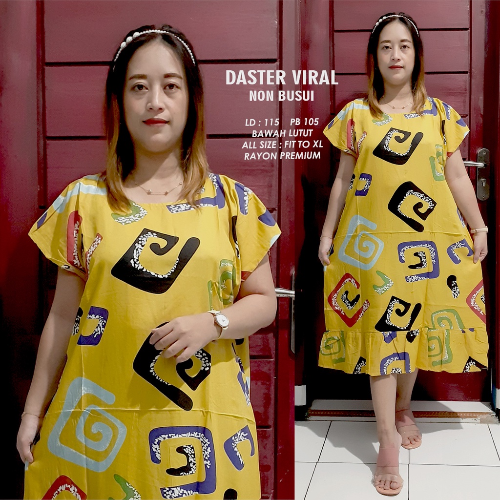 DASTER RUFFLE | DASTER VIRAL MOTIF | DASTER KEKINIAN | DASTER RAYON MURAH BAWAH LUTUT NON BUSUI-2