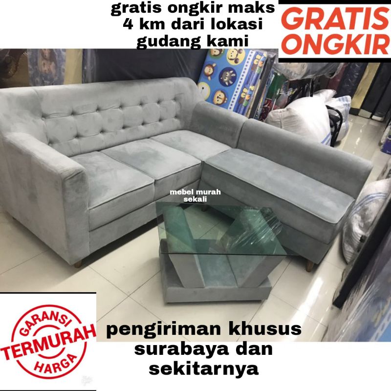 (PROMO) Sofa L putus kaki bebek / Sofa minimalis L putus + Meja