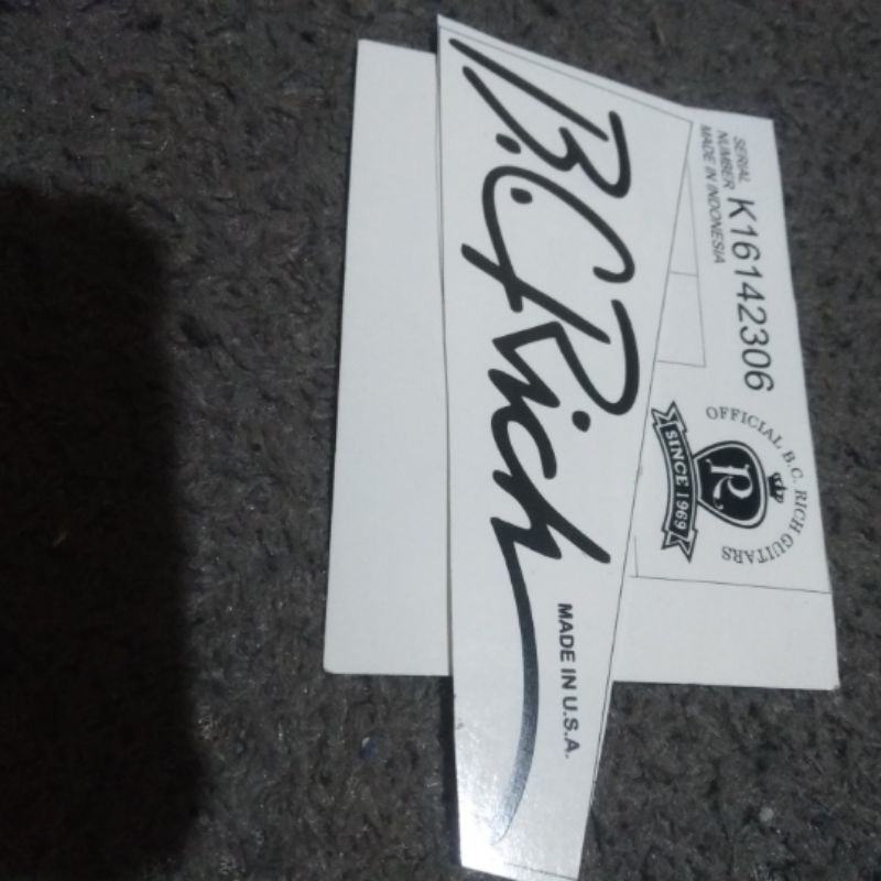 stiker water Slide decal logo BC rich hitam set