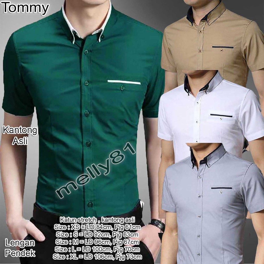 Melly81 COD Kemeja Pria pendek TOMMY tomy size XS S M L XL pdk polos formal casual laris Melly Shop