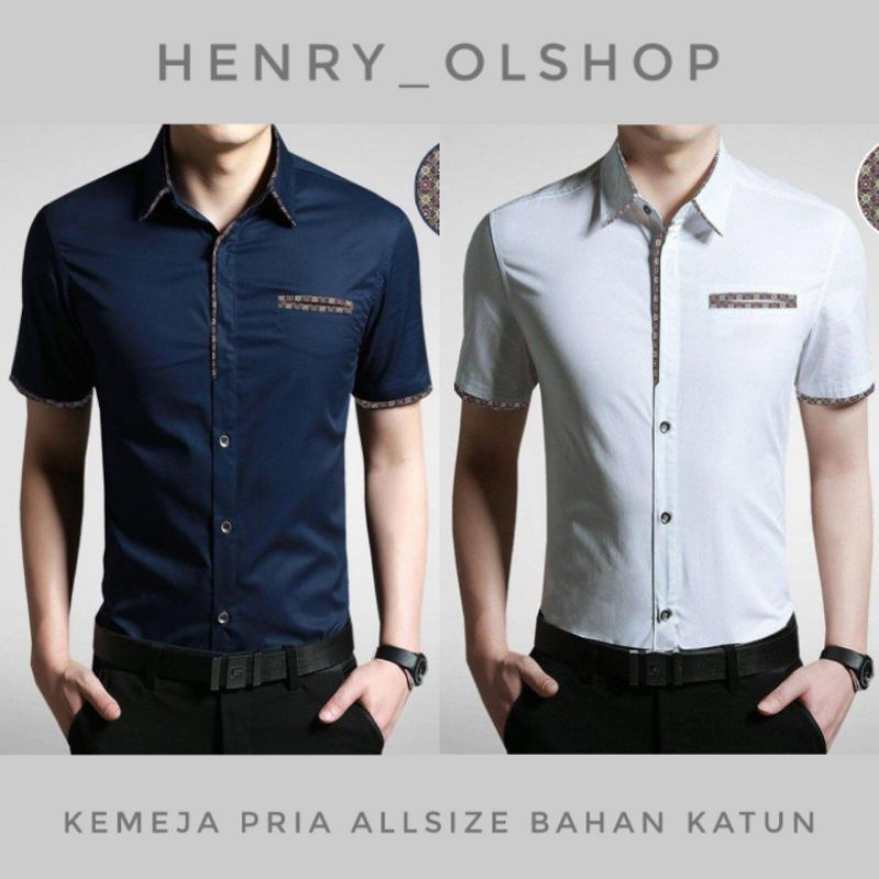 KEMEJA PRIA FASHION LENGAN PENDEK PAKAIAN COWOK BAJU LAKI LAKI WARNA PUTIH DONGKER MODEL DAVEN BARU 