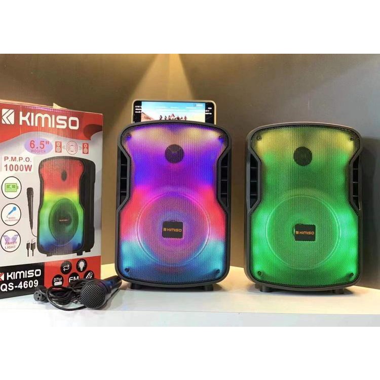 Speaker Bluetooth KIMISO QS-4609 RGB LED 6.5 Inch Plus Mic