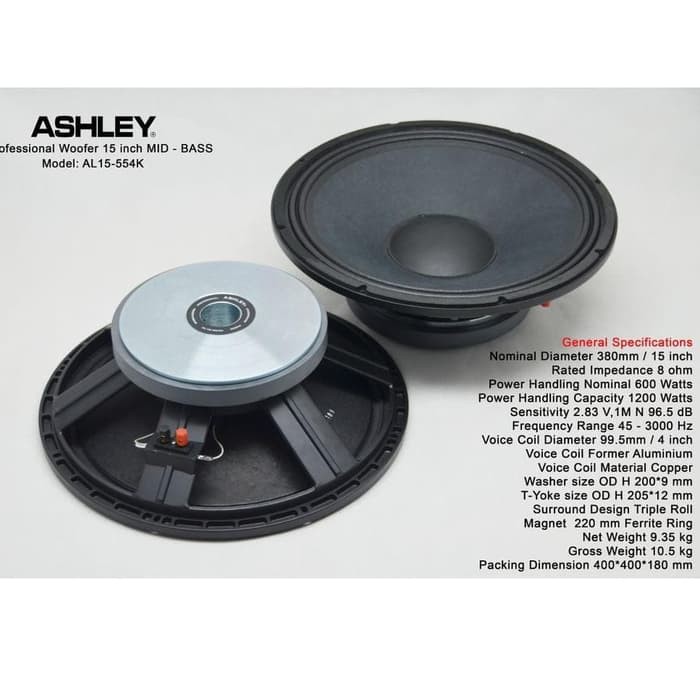 Speaker Komponen Woofer Ashley 15 Inch AL15-554K