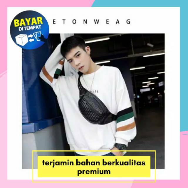 Tas Selempang Kulit Bahu Pria Mini Waistbag Anyam 3070 tas slempang tas weistbag tas import pria