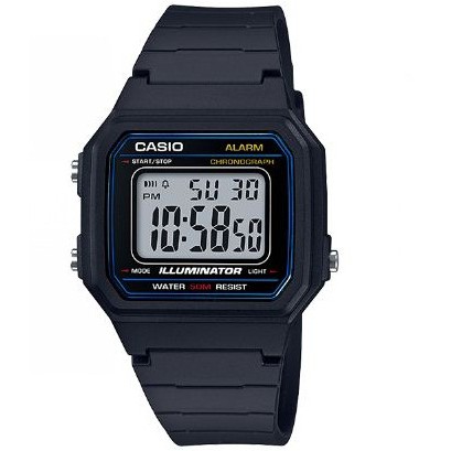 Casio Original W-217H  Jam Tangan Pria - Digital - Karet Hitam