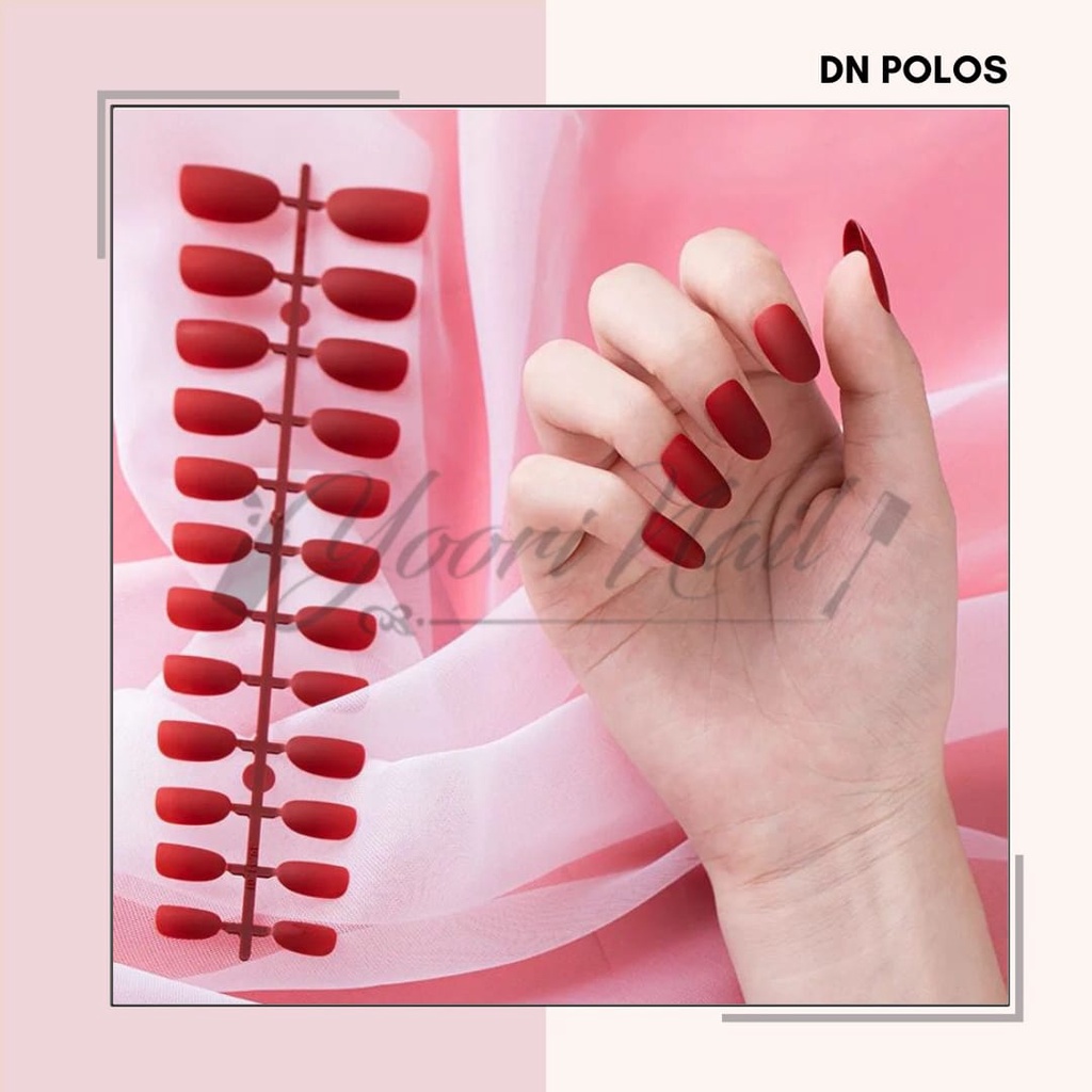 Kuku palsu polos bentuk oval set 24pcs fake nails polos false nail