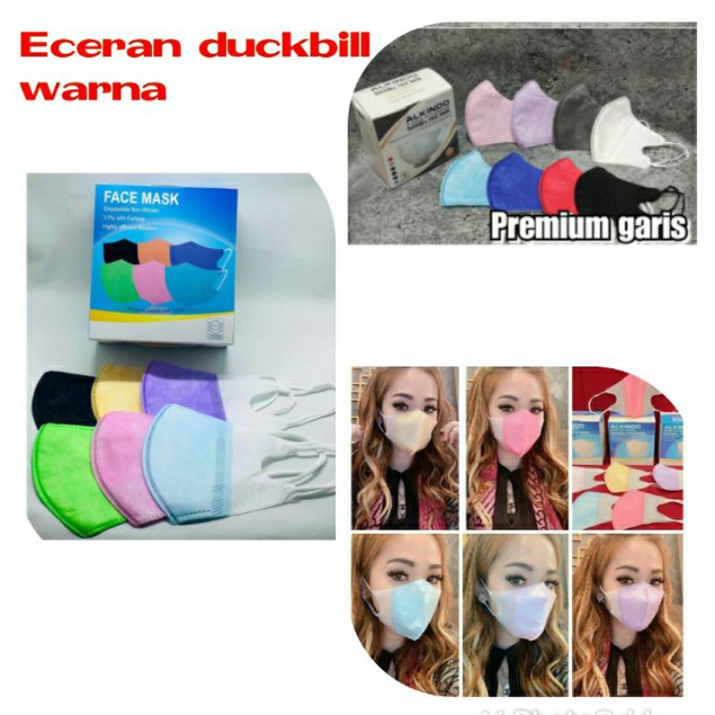 Ecer duckbill warna/ecer duckbill alkindo warna warni/Eceran masker duckbill warna/duckbill dewasa