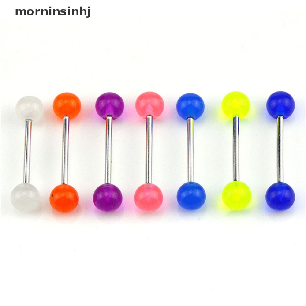 Mornin 7pcs / Set Anting Tindik Lidah / Tubuh Bentuk Barbel Glow In The Dark