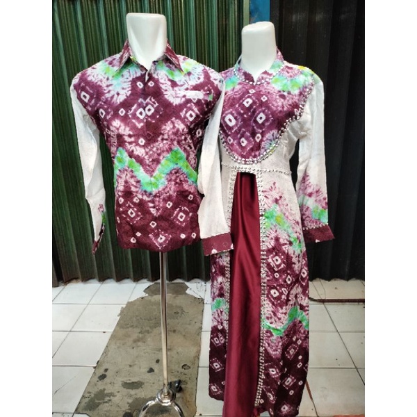 couple gamis jumputan palembang