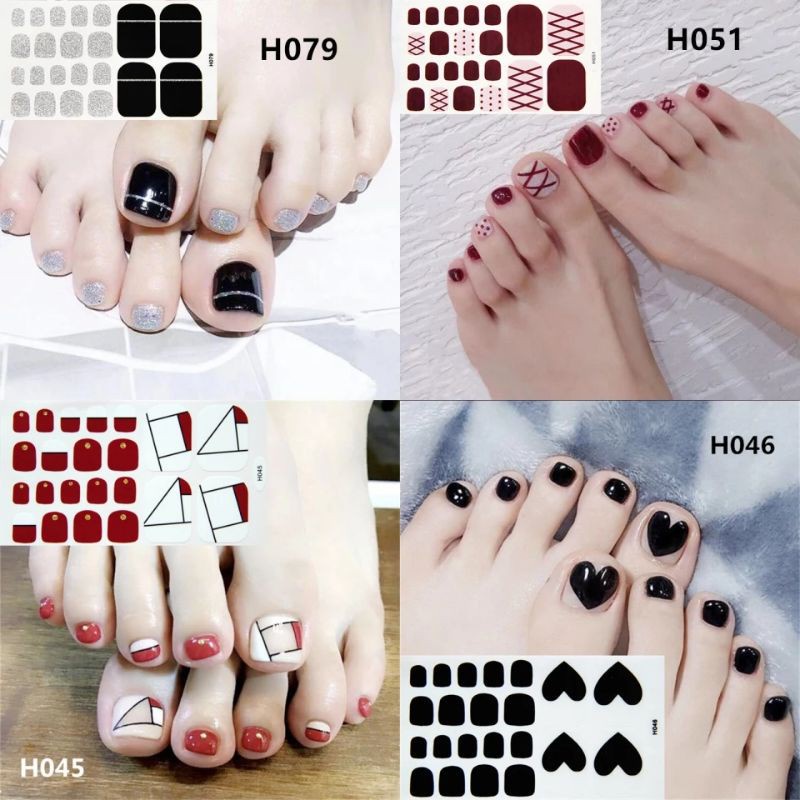 (COD) Stiker Kuku Kaki Gel Toes Sticker Nail Art isi 22 pcs FREE Kikir Kuku MALLSHOPING