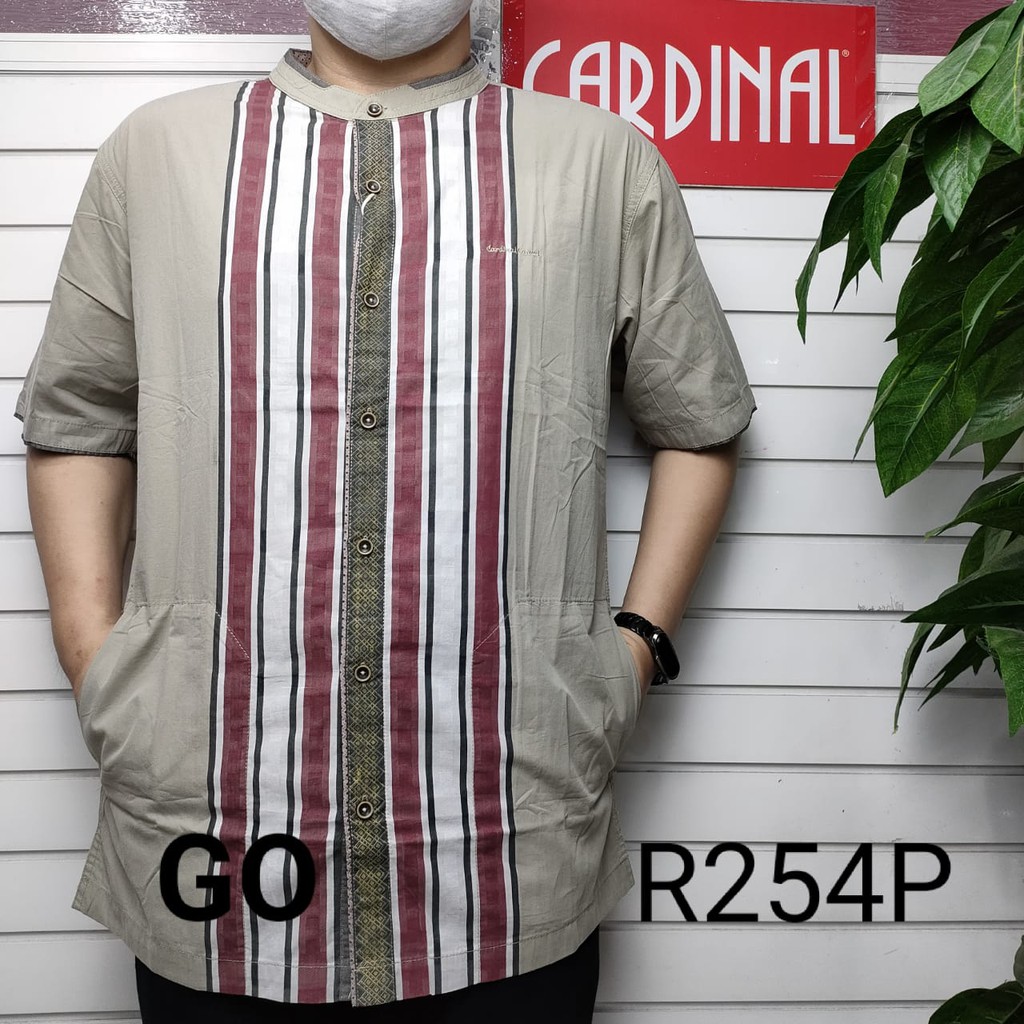 gof XL BIG SIZE CARDINAL KEMEJA KOKO Taqwa Pakaian Pria Original Baju Muslim Salur Lengan Pendek TBQ