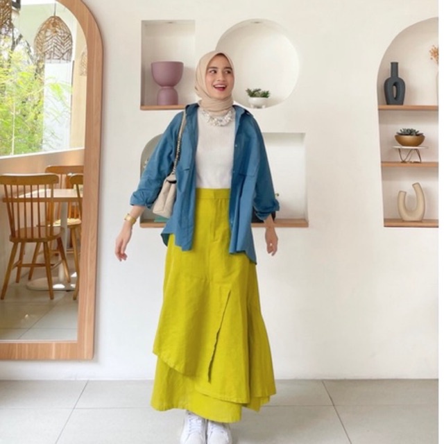 YUMNA SKIRT | ROK LAYER LINEN | ROK A LINE BY VITAFA ID