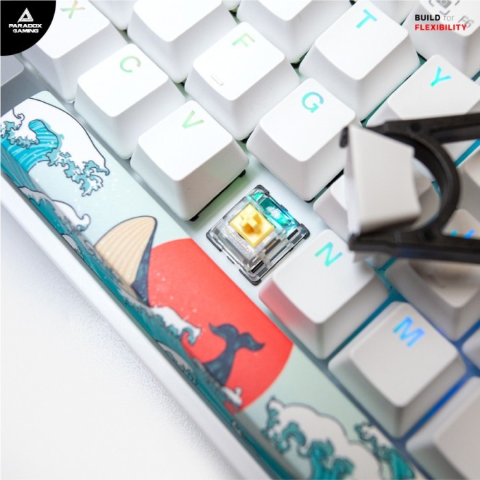 Paradox Keyboard GHOST GH64-PBT Sea&amp;Sun Story Keycaps+Theme Space Bar - GREEN