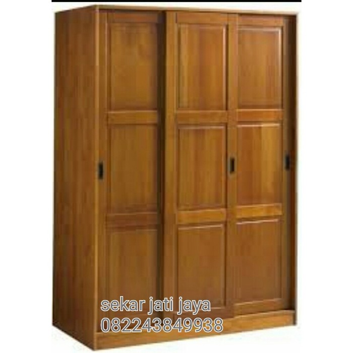 Wardrobe/Lemari pakaian minimalis pintu sliding kayu jati jepara