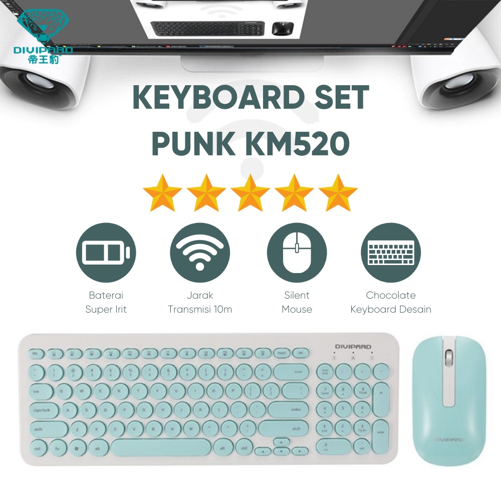 Keyboard Mouse Combo Wireless Divipard Ultra Slim Super Silent Click KM520