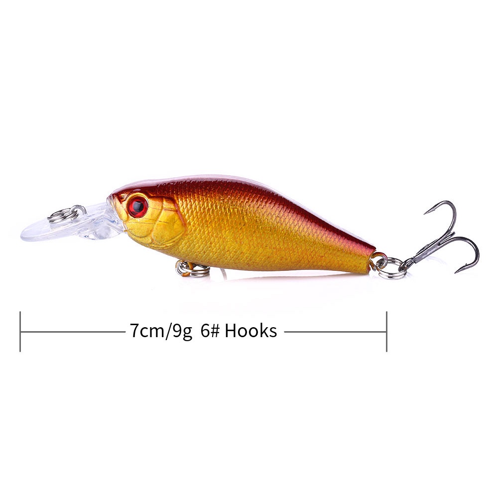 HENGJIA 10pcs Crankbait Fishing Lure 7CM 9G 6#Hooks 10 Different Colors Artificial Bait Hard Fishing tackle