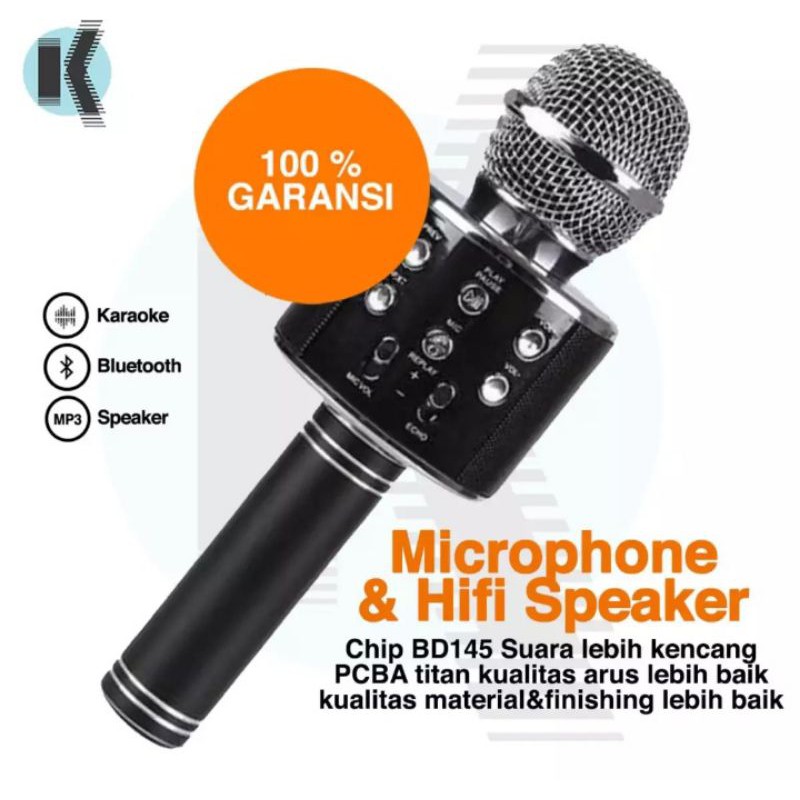 Mic Bluetooth Ws858 Premium Wster Smule Wireless Karaoke Microphone Ws-858 Best QualityK