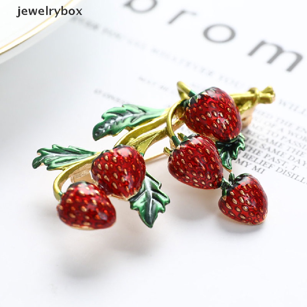 [jewelrybox] Bros Strawberry Pin Merah Desain Tanaman Jewellry Lucu Gaya Musim Panas Butik