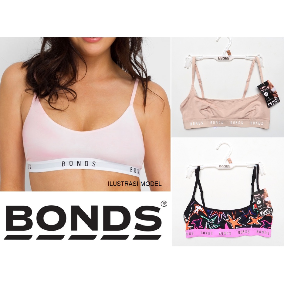 Bra Katun Brand BONDS Originals Crop, Bralette, Pakaian Dalam Wanita, wireless tanpa kawat, tanpa bu