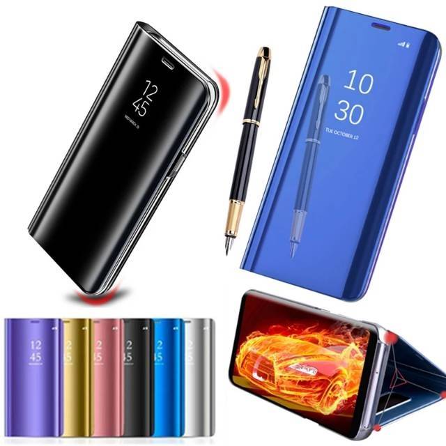 Flip Clear Cover All Type SAMSUNG Note 10 9 8 5 4 Pro Plus Flip Case Mirror Smart View With Stand