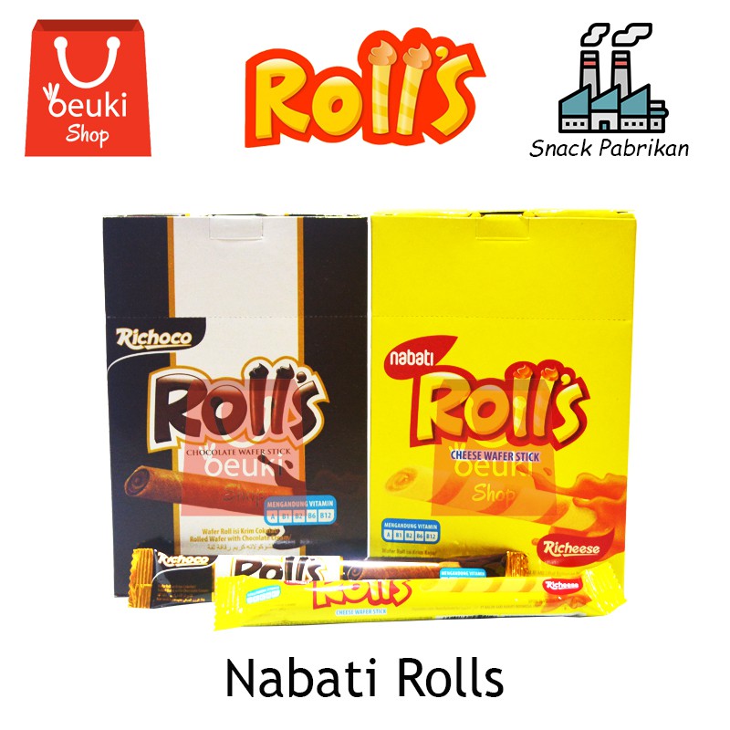 

Nabati Rolls Wafer Stick Keju Coklat - 20pcs x 8gr