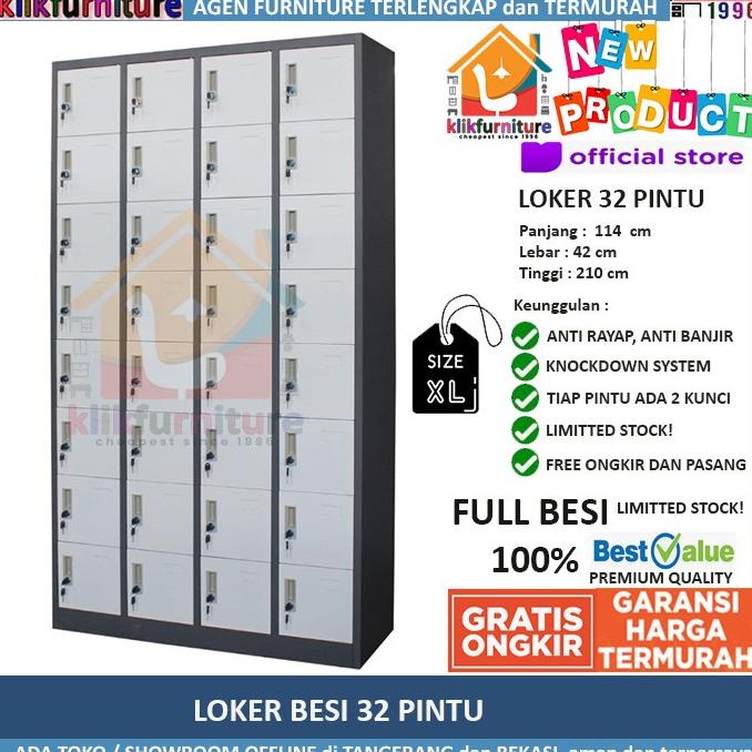 

[[COD]] Lemari Loker Locker Cabinet 32 Pintu Full Besi LK32 KOMPLIT Kode 815