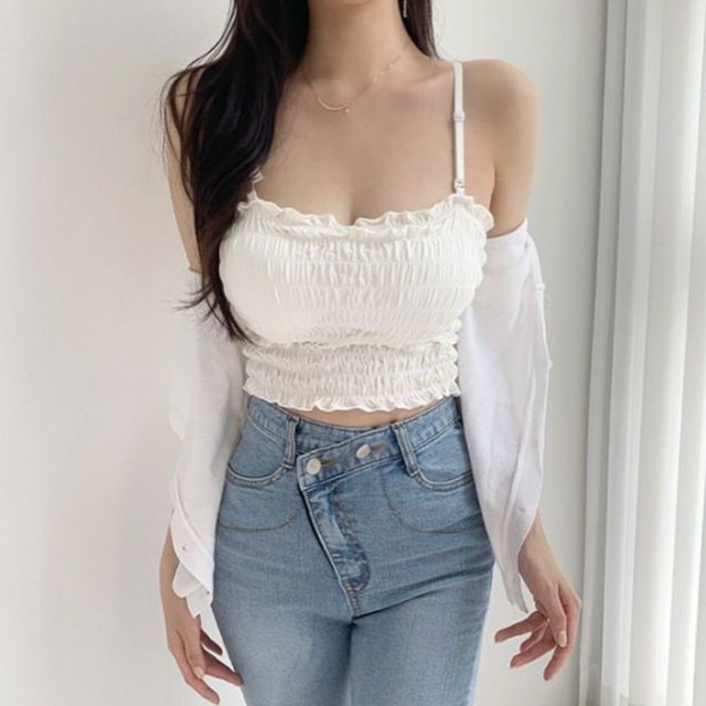 C380 • Wringkle Crop top Import Korean Style Kemben Kerut Tanktop