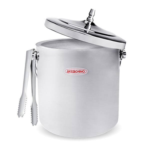 New Wadah Es Batu Stainless Steel Beku Tahan Lama Ice Bucket Gratis Pencapit Es Akebonno Best