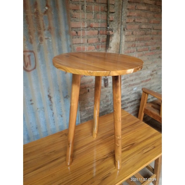 meja bulat jati minimalis/meja bundar sudut ruang tamu kayu jati