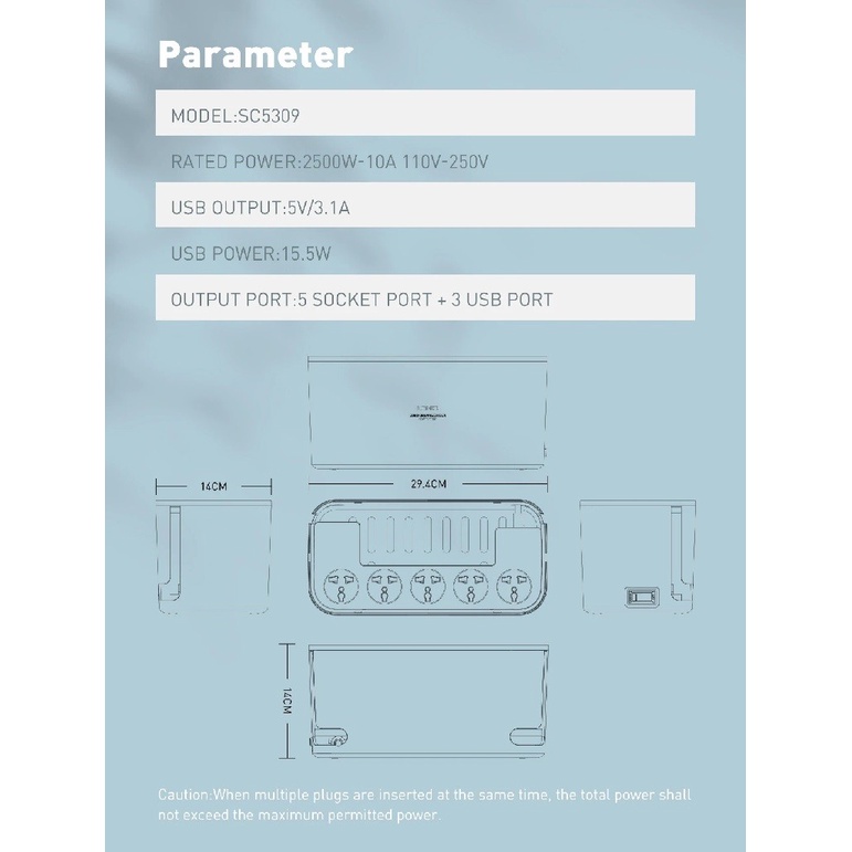 TERMINAL LDNIO SC5309 5 SOKET 3 USB MANAGEMENT BOX