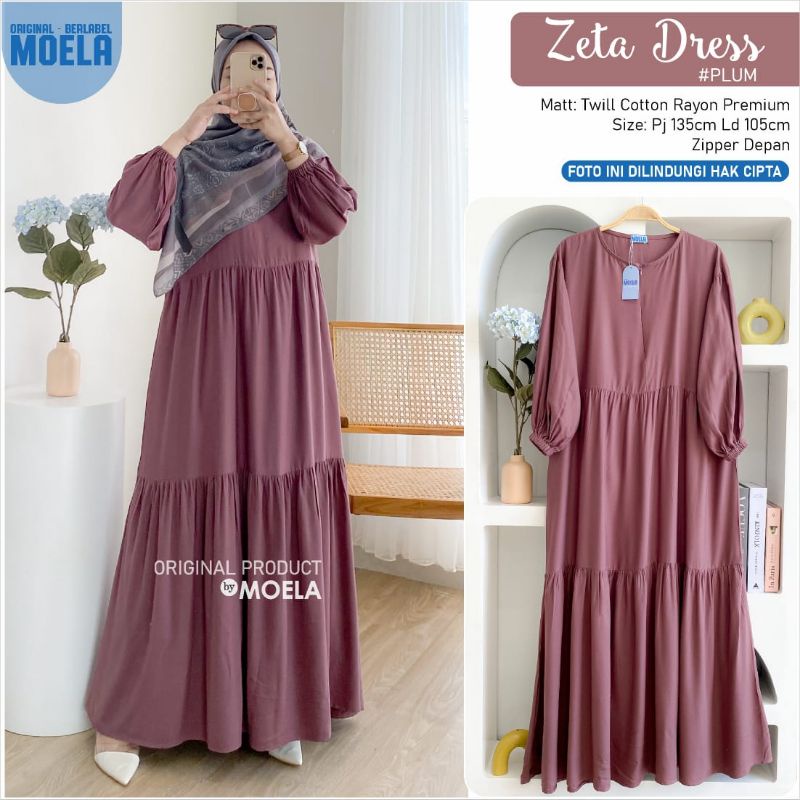 ZETA MIDI DRESS BY MOELA LD 105cm RESLITING DEPAN BUSUI