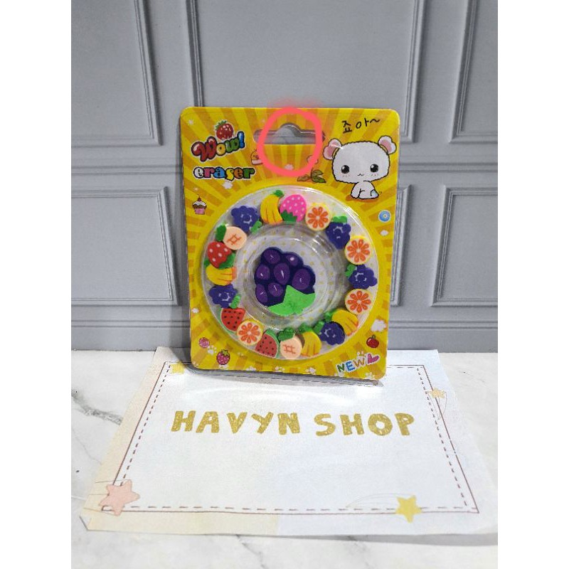 penghapus lingkaran lucu imut/stip fancy/hapusan anak-O