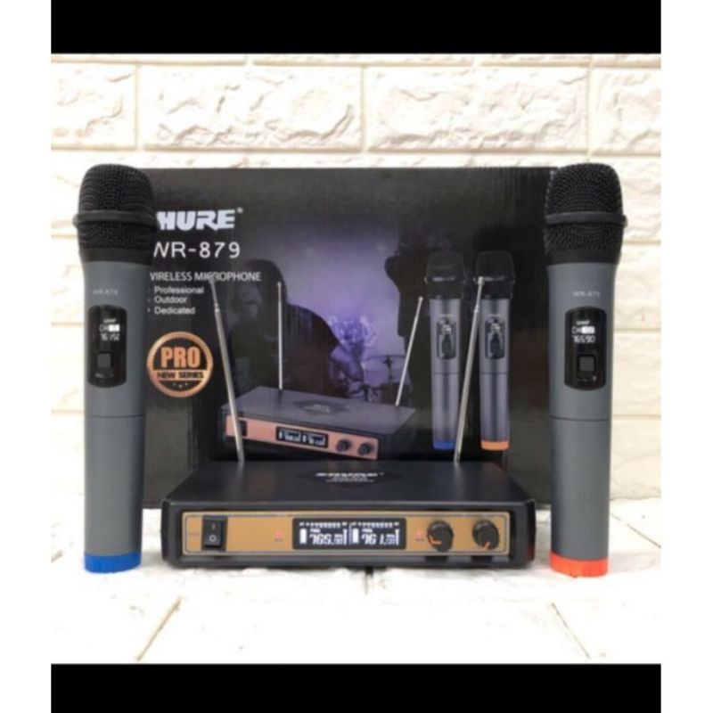 Microphone Wireless SHURE Microphone Mic Double Wireless WR-879 Hitam