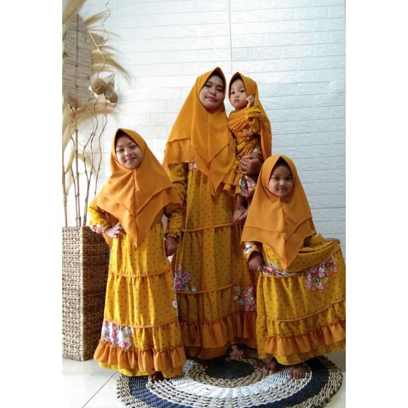 Couple ibu + 1,  2 &amp; 3 Anak (2kg) | gamis Couple | couple ibu dan anak