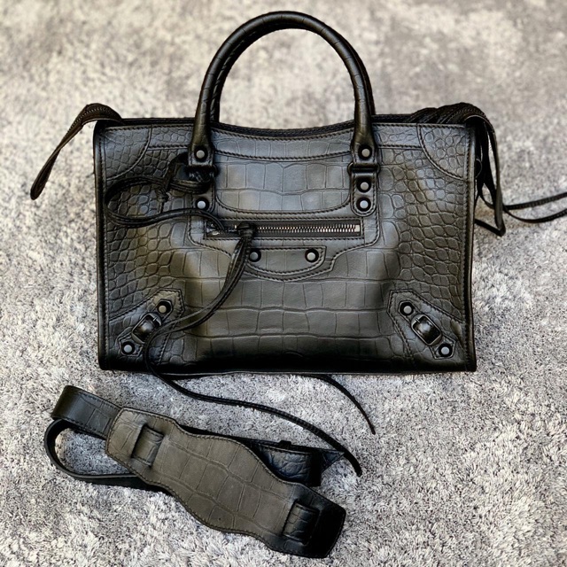 Balenciaga croco small all black new.
